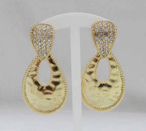 GOLD EARRINGS CLEAR STONES ( 3223 G )