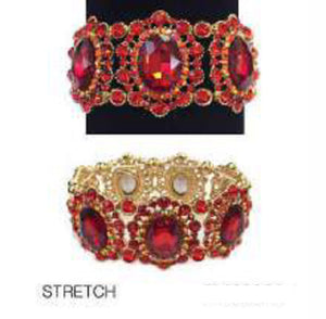 Gold Stretch Bracelet Red Stones ( 193 GRD )