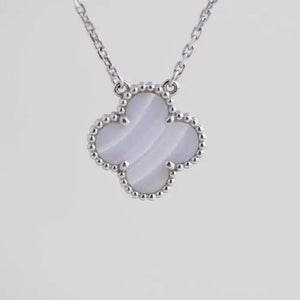 SILVER WHITE QUATREFOIL NECKLACE ( 5040 SWH )