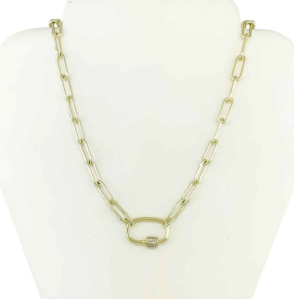 GOLD CARABINER CHARM NECKLACE ( 8635 G )