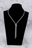 SILVER BRASS NECKLACE CLEAR CZ STONES ( 4189 SCL )