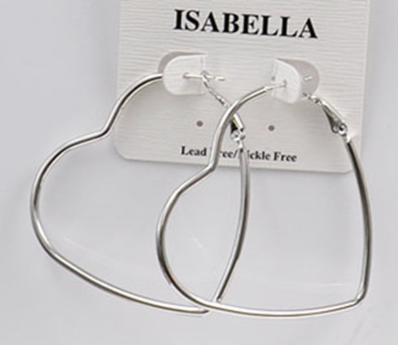 SILVER HEART HOOP EARRINGS MEDIUM ( 2413 SM )