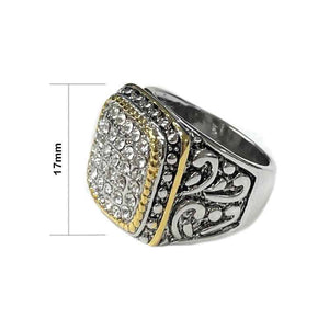 SILVER GOLD RING CLEAR STONES SIZE 7 ( 3272 7 )