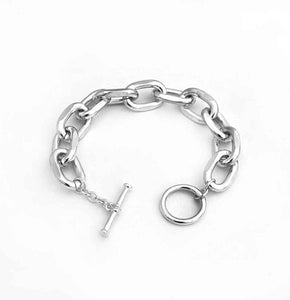 SILVER TOGGLE CHAIN LINK BRACELET ( 9379 R )