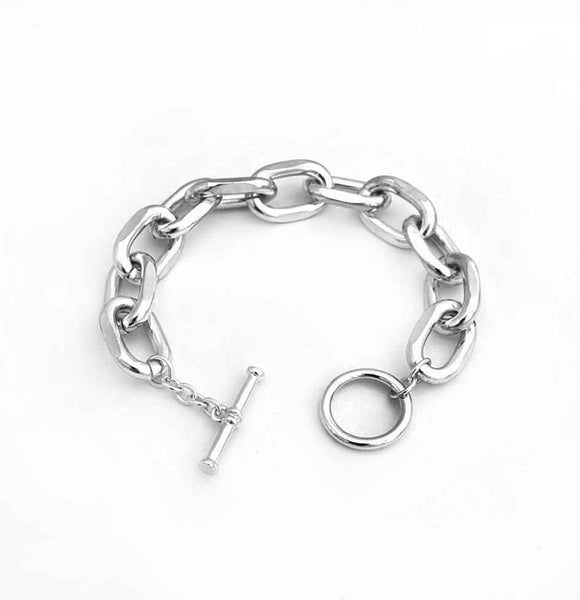 SILVER TOGGLE CHAIN LINK BRACELET ( 9379 R )