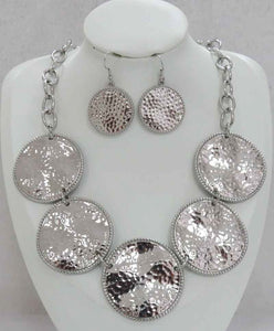 SILVER TEXTURED NECKLACE SET ( 4950 S )