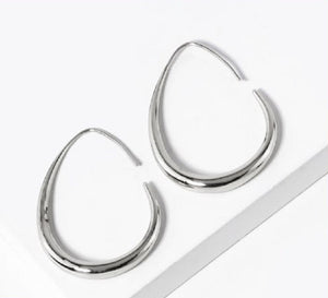 WHITE GOLD DIPPED HOOP EARRINGS ( 343 R )