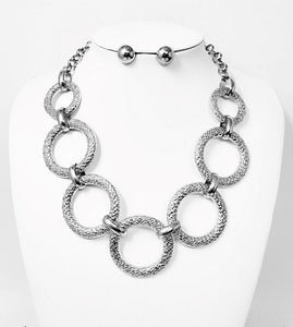 SILVER NECKLACE SET RINGS ( 10752 R )