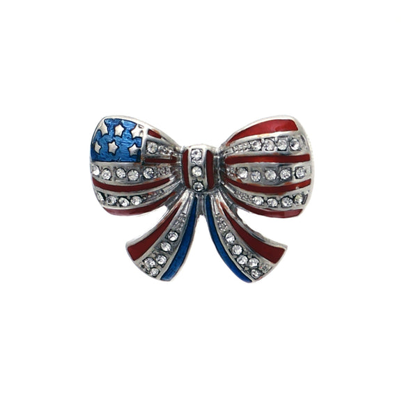 SILVER BOW AMERICAN FLAG CLEAR STONES ( 31020 CRS )