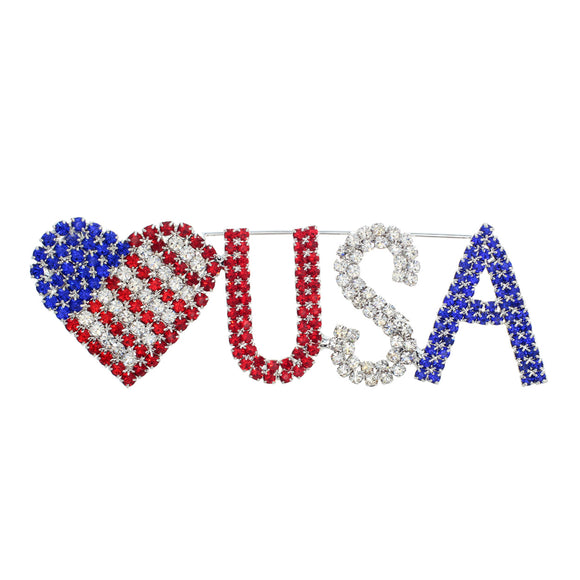 HEART USA RED BLUE CLEAR STONES ( 31033 MUS )
