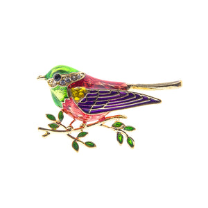 GOLD BIRD BROOCH MULTI COLOR ( 31391 MUG )