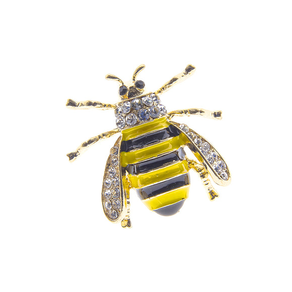 GOLD BEE BROOCH CLEAR STONES ( 31403 JOG )