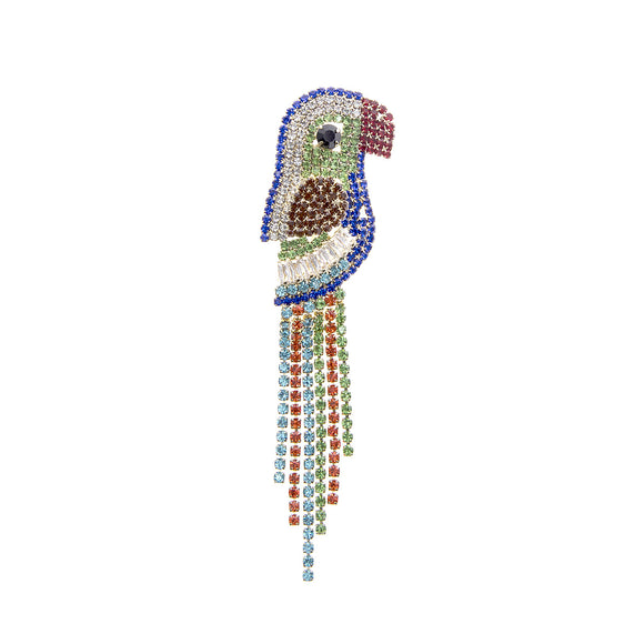 GOLD PARROT BROOCH MULTI COLOR STONES ( 31443 MUG )