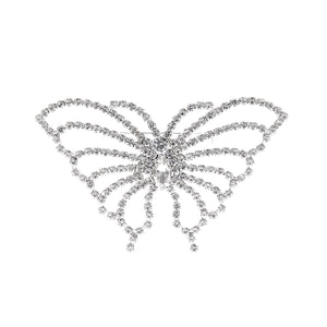 SILVER BUTTERFLY BROOCH CLEAR STONES ( 31450 CRS )