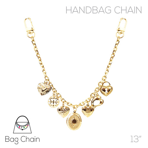 GOLD HEART HANDBAG CHARMS CHAIN ( 31872 G )