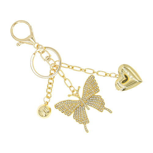 GOLD BUTTERFLY HEART KEYCHAIN ( 31881 CRG )