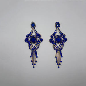 Gold CHANDELIER EARRINGS Blue STONES ( 35191 GBL )