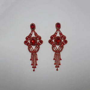 Gold CHANDELIER EARRINGS Red STONES ( 35191 GRED )