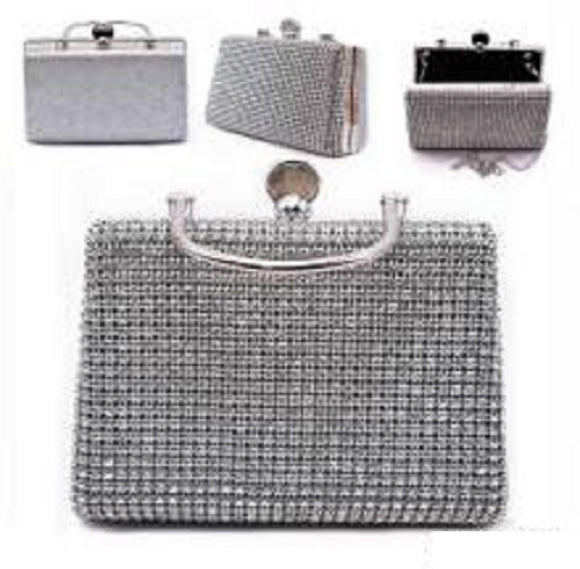 SILVER PURSE CLEAR STONES ( 12258 S )