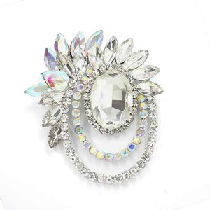 SILVER BROOCH CLEAR AB STONES ( 2007 CLR )