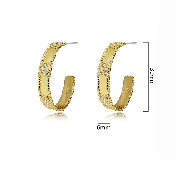 GOLD QUATREFOIL HOOP EARRINGS ( 4664 LGD )