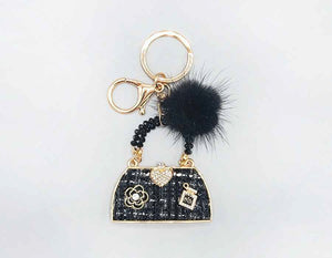 GOLD BLACK PURSE KEYCHAIN ( 1645 BK )