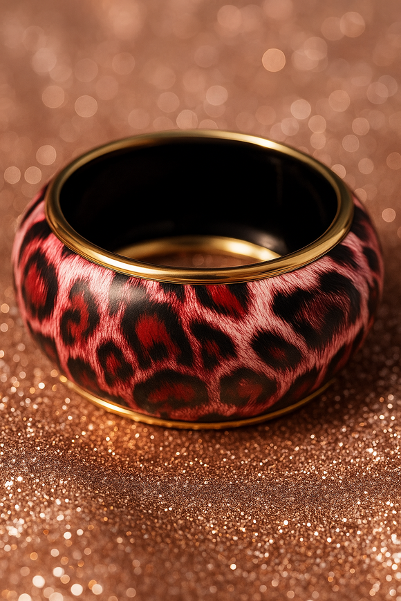 GOLD PINK LEOPARD PRINT BANGLE ( 1131 3 )
