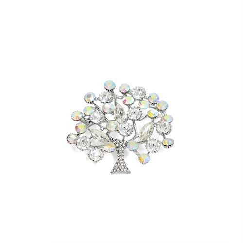 SILVER TREE BROOCH CLEAR AB STONES ( 2018 CLR )