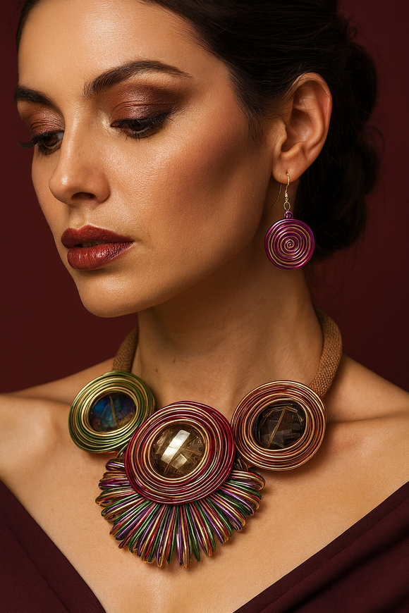 GOLD MULTICOLOR NECKLACE SET ( 11202 GMT )