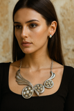 SILVER NECKLACE SET PEARLS ( 0846 RHGRAYMT )