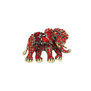 GOLD ELEPHANT BROOCH RED STONES ( 2009 LSM )