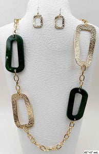 GOLD GREEN NECKLACE SET ( 4969 GGN )