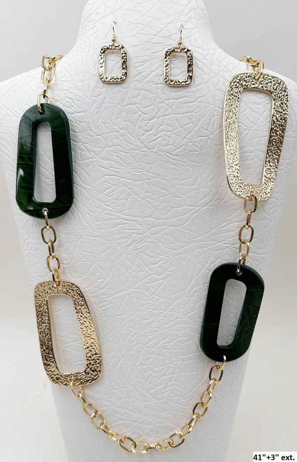 GOLD GREEN NECKLACE SET ( 4969 GGN )