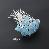 20 SILVER U HAIR PIN BLUE FLOWER ( H11 )