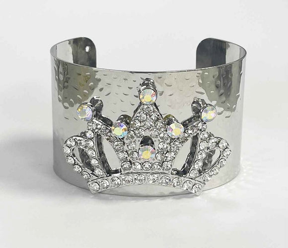SILVER BANGLE CROWN AB CLEAR STONES ( 768 S )