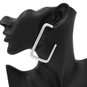 SILVER RECTANGLE EARRINGS ( 5278 RD )