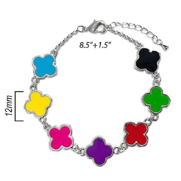 Silver Bracelet Multi Color Quatrefoil ( 1406 RHMU )