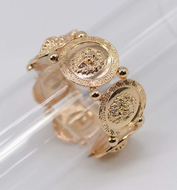 GOLD LION HEAD STRETCH BRACELET ( 1123 GOL )