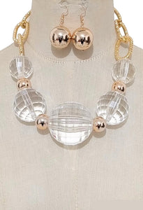 Gold Necklace Set Clear Stones ( 3569 GDCL )