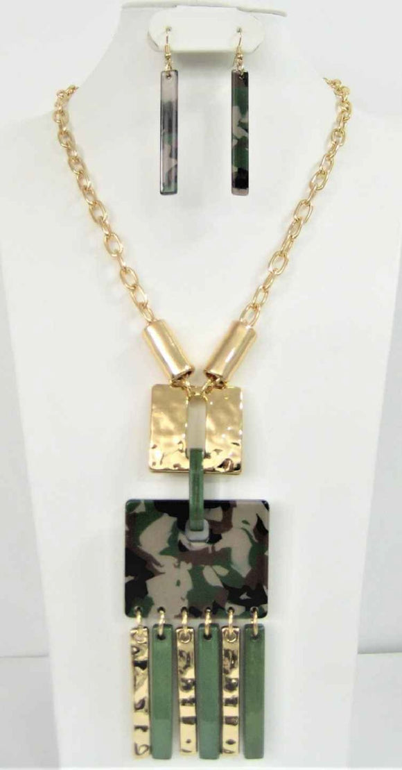 GOLD CAMOUFLAGE NECKLACE SET ( 4819 GCMFG )