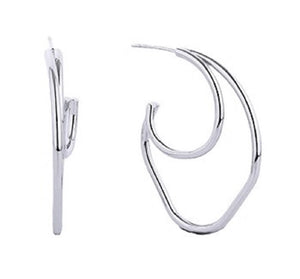 WHITE GOLD DIPPED EARRINGS ( 310448 SLV )