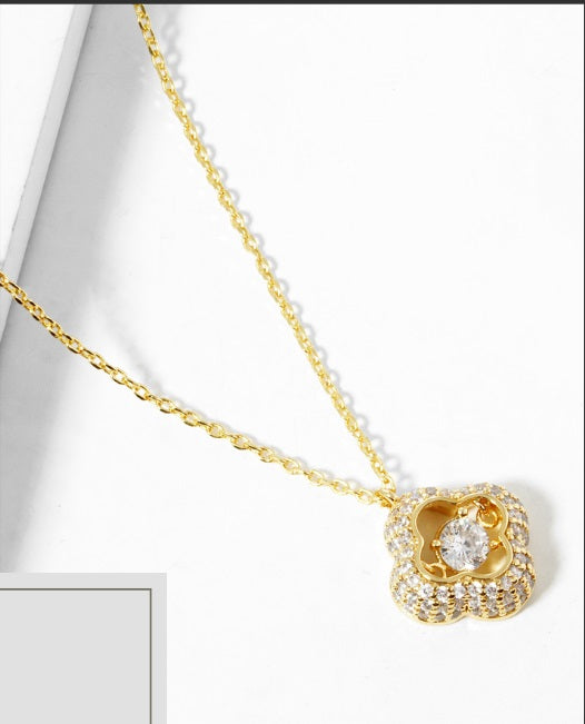 GOLD DIPPED NECKLACE CLEAR STONES ( 2934 GCR )