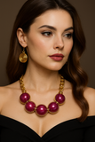 GOLD NECKLACE BALL RED ( 11203 GRD )