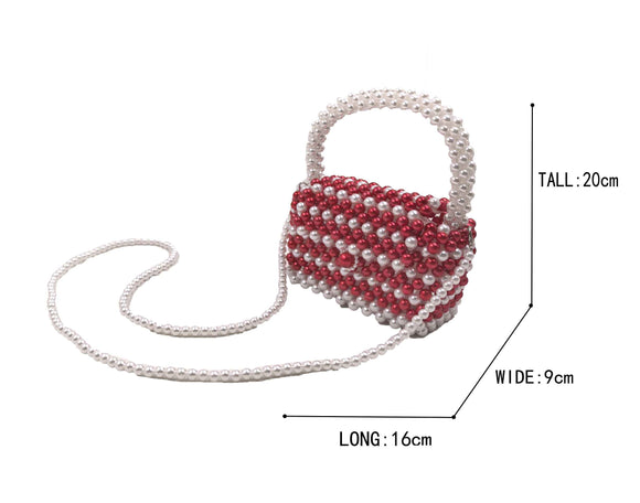 WHITE RED PEARL BAG PURSE ( 0121 3WHRD )