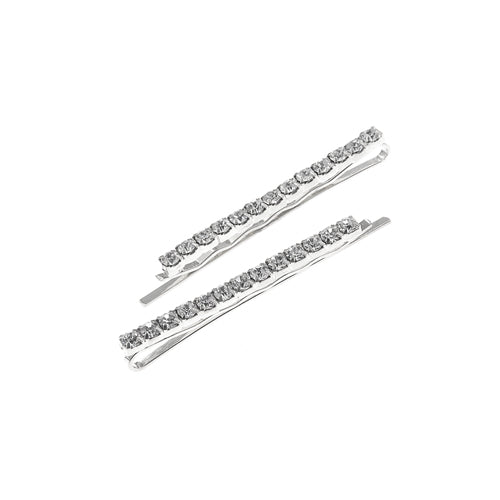 SILVER HAIR PIN SET WITH CLEAR STONES ( 70015 CRS )
