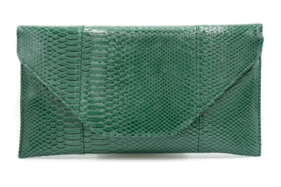 SNAKE SKIN ENVELOPE PURSE ( 7010 SNK3GREEN )