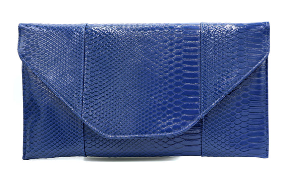 SNAKE SKIN ENVELOPE PURSE ( 7010 SNK3NAVY )