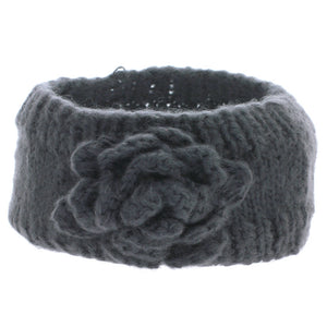 GRAY KNIT HEADBAND FLOWER ( 71036 BD )