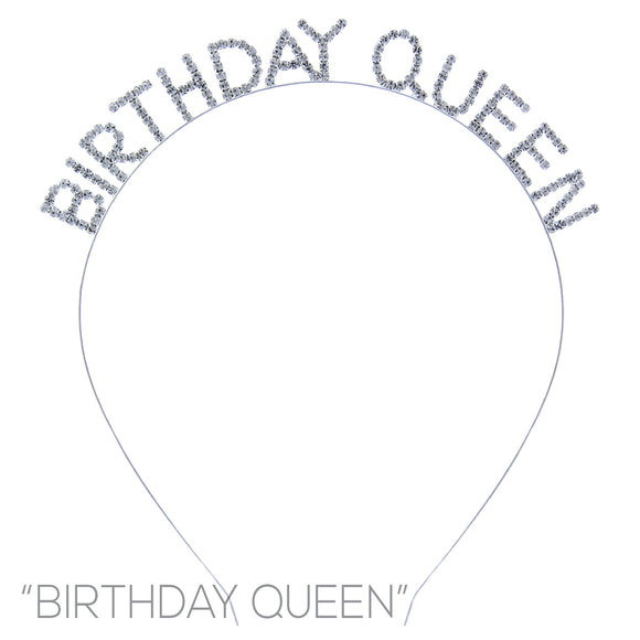 SILVER BIRTHDAY QUEEN HAIRBAND CLEAR STONES ( 72008 CRS )