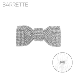 SILVER BOW BARRETTE CLEAR STONES ( 72077 CRS )